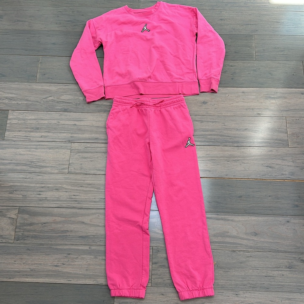 Girls Pink Nike Jordan Sweats Shirt Pants Size Large